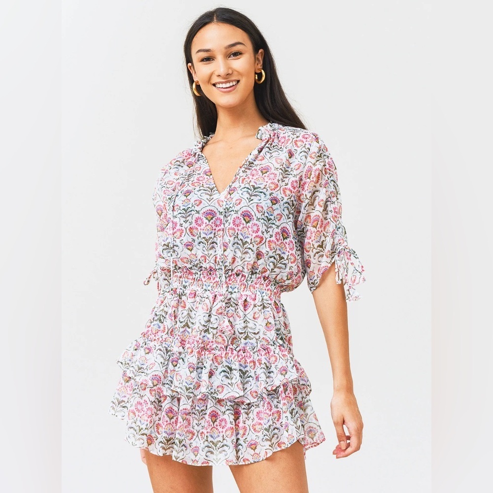 MISA Becca Floral Ruffle Mini Dress (D5)